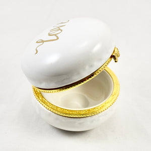 Love Macaron Trinket Jewelry Box Ring Holder White Gold