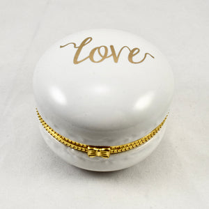 Love Macaron Trinket Jewelry Box Ring Holder White Gold