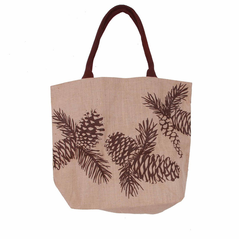 Pinecone Jute Tote Bag Woodland River Collection