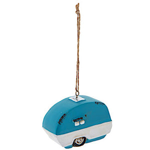 Camper RV Recreational Vehicle Vintage Style Distressed Ornament Blue White