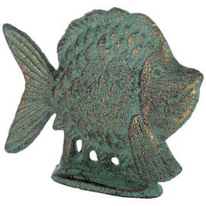 Sea Green Fish Patina Cast Iron Metal Table Top Decor
