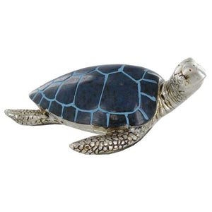 Blue Silver Sea Turtle Figurine