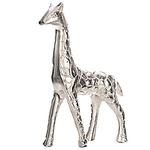 Silver Giraffe Figurine Metal Table Top Piece