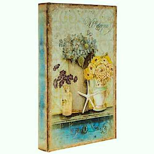 Welcome Flowers Starfish Vintage Style Decorative Book Box