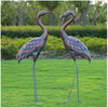 Crane Statues Patina Garden Heron Decoy Standing Metal Sculptures Bird Yard Art Outdoor Decor Set of 2