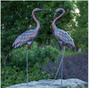 Crane Statues Patina Garden Heron Decoy Standing Metal Sculptures Bird Yard Art Outdoor Decor Set of 2