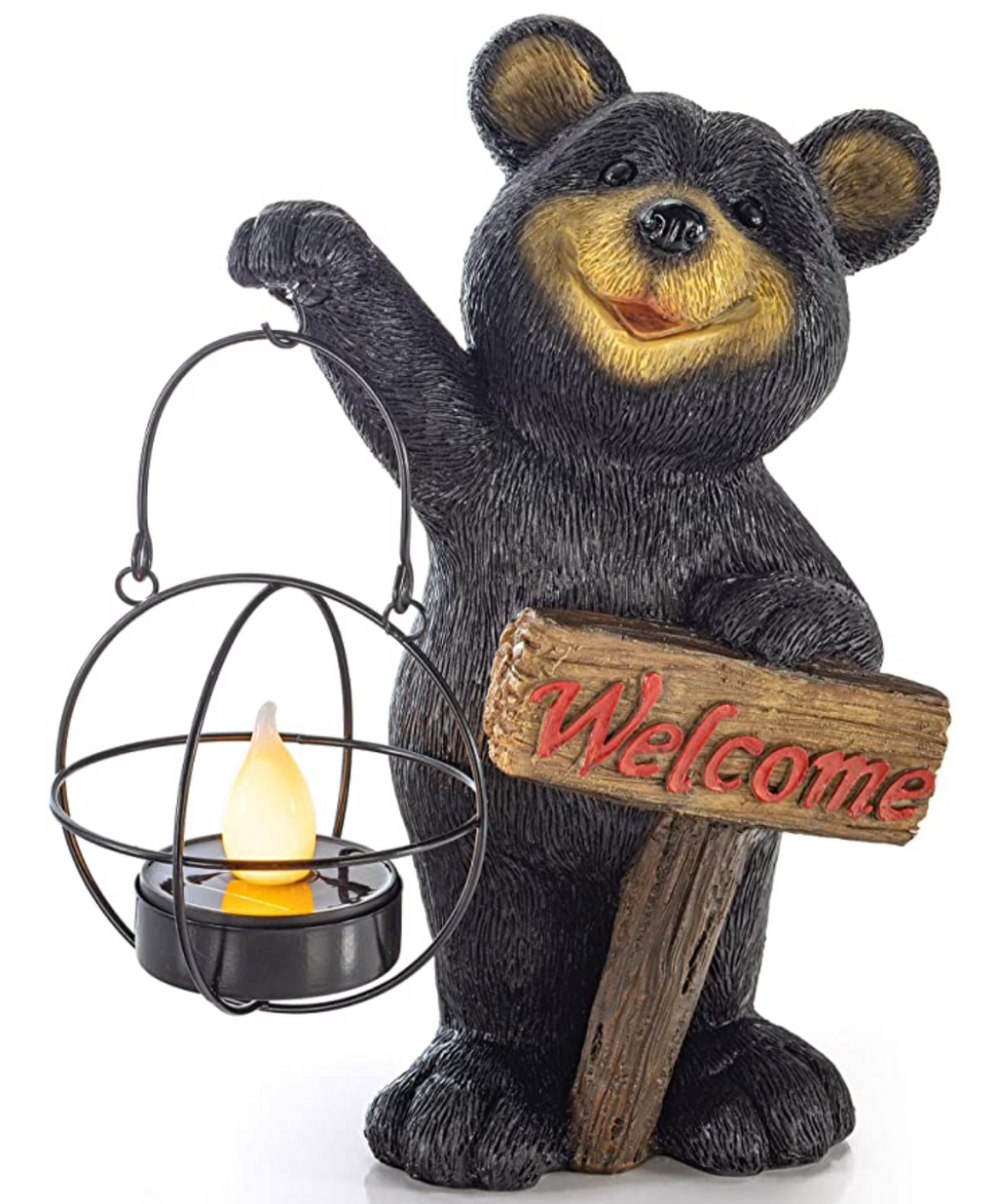 Welcome Bear Solar Powered LED Outdoor Decor Garden Light