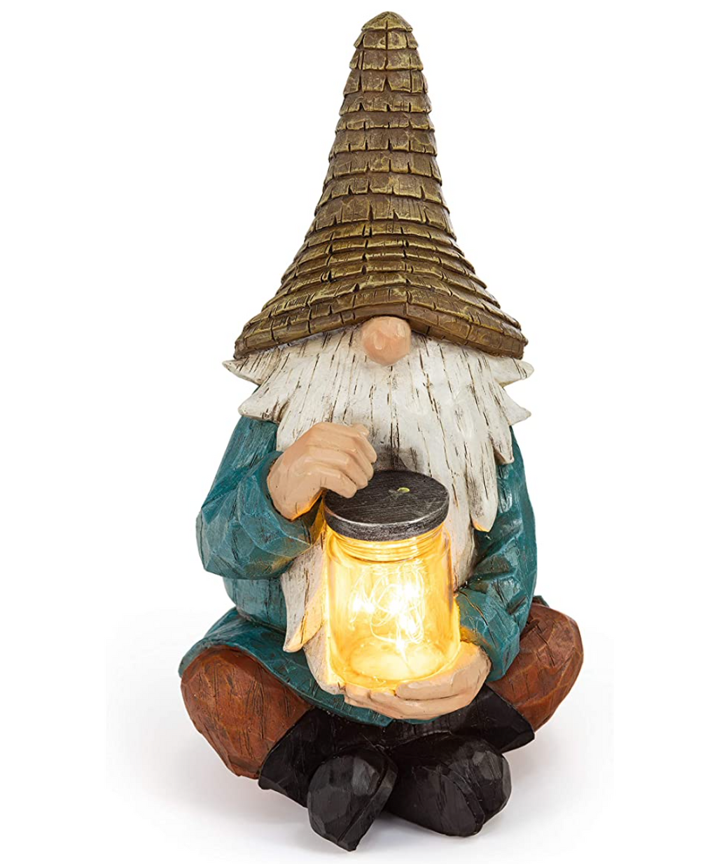 Gnome Firefly Jar Solar Powered LED Outdoor Decor Garden Light