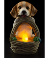 Puppy Dog Beagle with Basket Solar Powered LED Outdoor Decor Garden Light