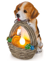 Puppy Dog Beagle with Basket Solar Powered LED Outdoor Decor Garden Light