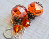 Orange Czech Faceted Glass Bead Crystal Earrings