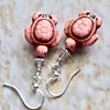 Pink Sea Turtle Stone Crystal Silver Earrings