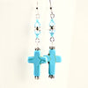 Turquoise Blue Cross Crystal Silver Earrings