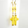 Yellow Stone Cross Crystal Gold Earrings
