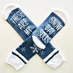 These Are My Snow Day Socks Blue Non Slip Crew Socks